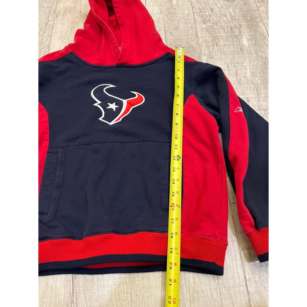 Kids NFL‎ Houston Texans Hoodie Red Navy Blue Pullover Size Medium 10 12 Reebok - Picture 4 of 6